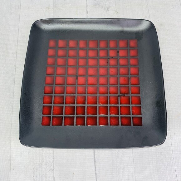 Home Target TAMARASK Red Blocks Black Coupe Square Stoneware Dinner Plates Set 2 - Picture 4 of 13